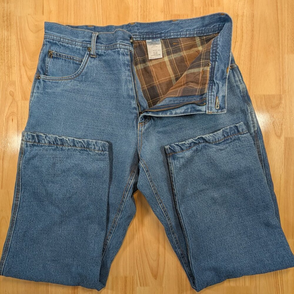 Lakin McKey Carpenter Jeans Men 36x31 Blue Denim Work Pants Flannel Lined